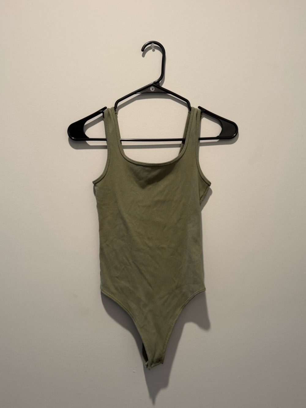 Abercrombie & Fitch Olive Ribbed Thong Body Suit